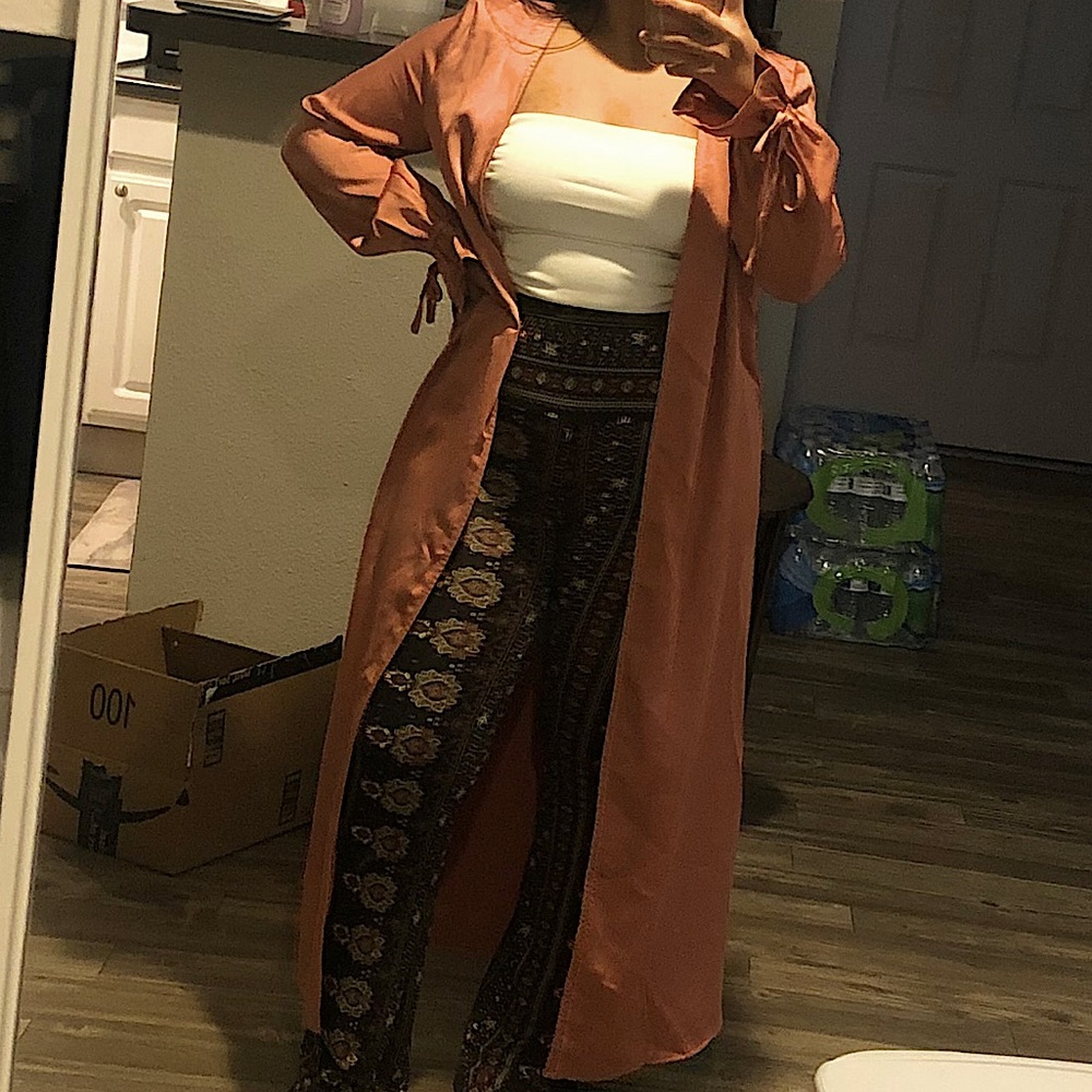 Rustic Orange Long Sleeve Cover up